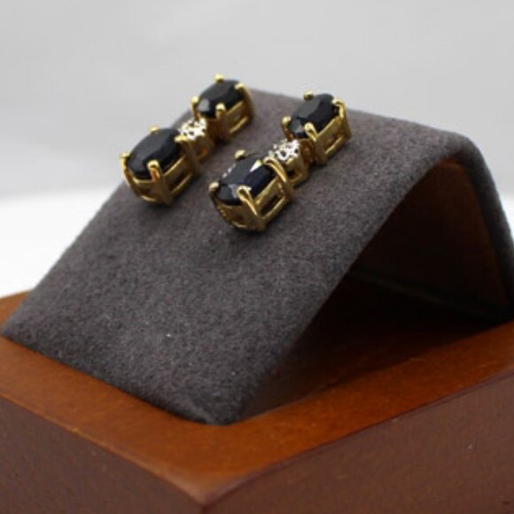 Sapphire and Diamond Earrings - Picture 3 of 7